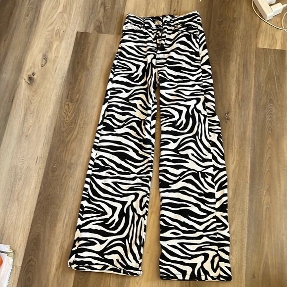 Zebra Print Black and White Jeans - Main Image